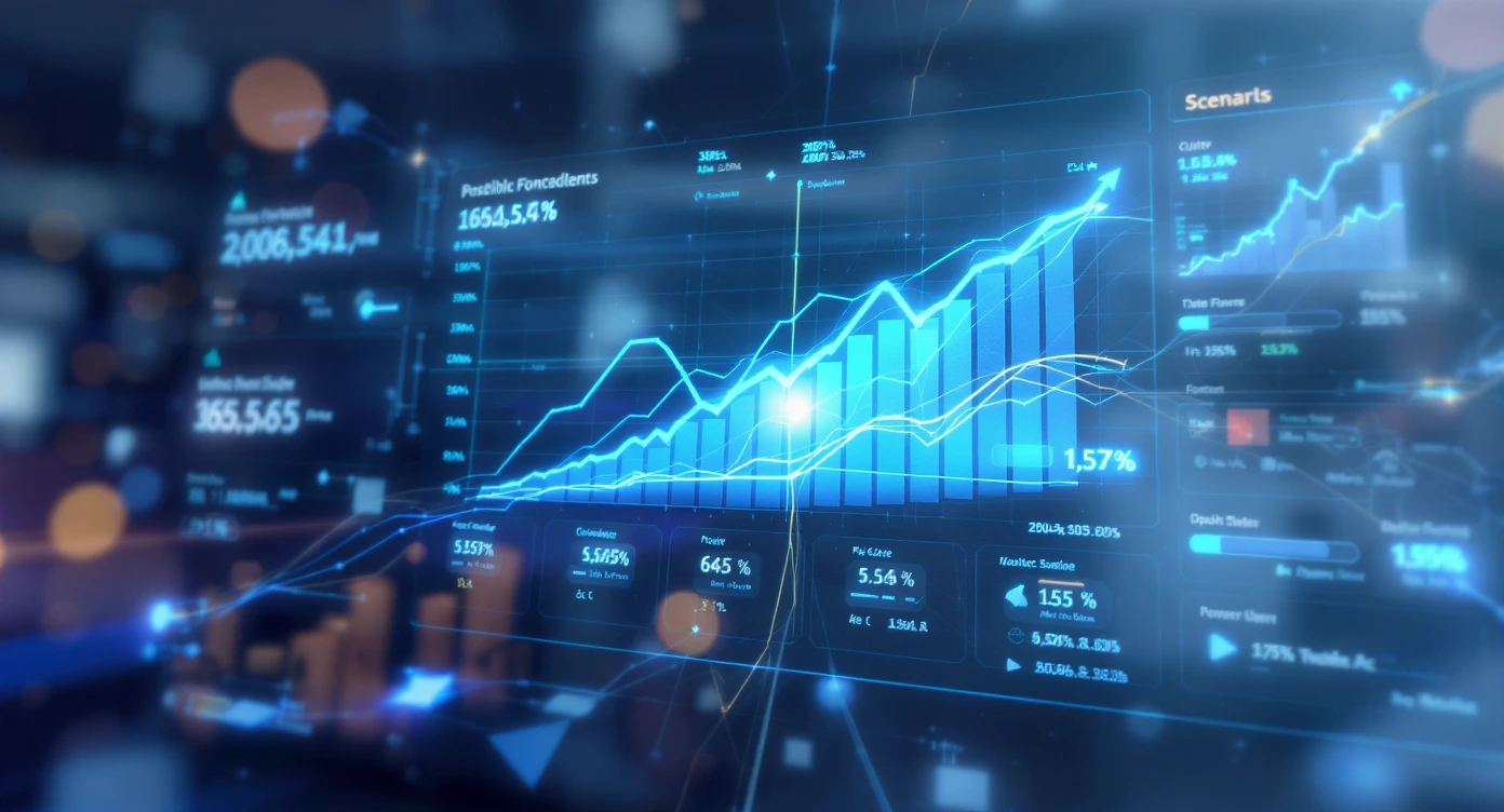 Advanced AI data analytics dashboard with interactive charts and real-time KPIs
