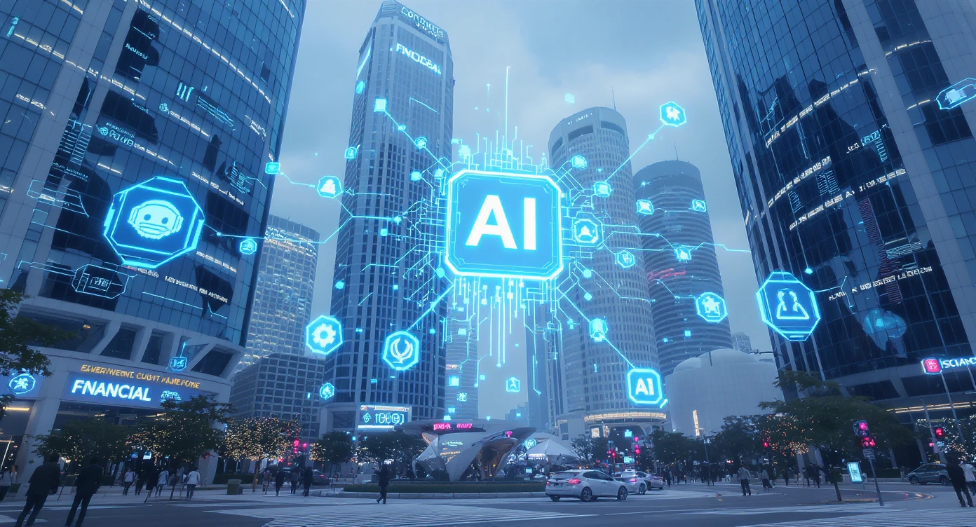 AI in a futuristic smart cityscape